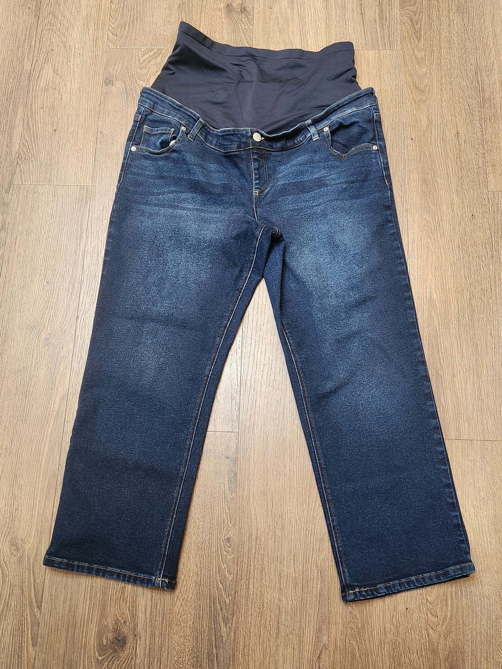 Dark Wash Time and Tru Over-the-Belly Maternity Straight Leg Jeans - XXL